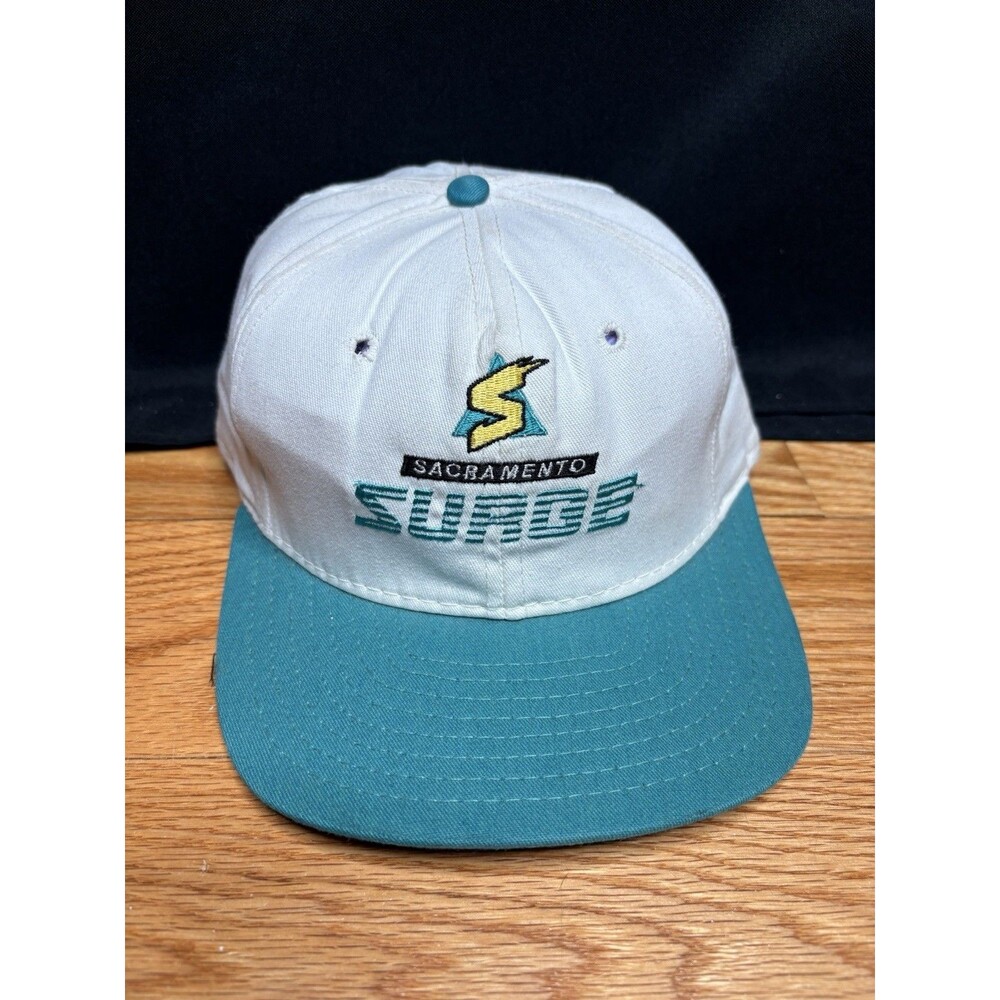 Vtg AJD World League Of American Football Sacramento Surge Snapback Hat White